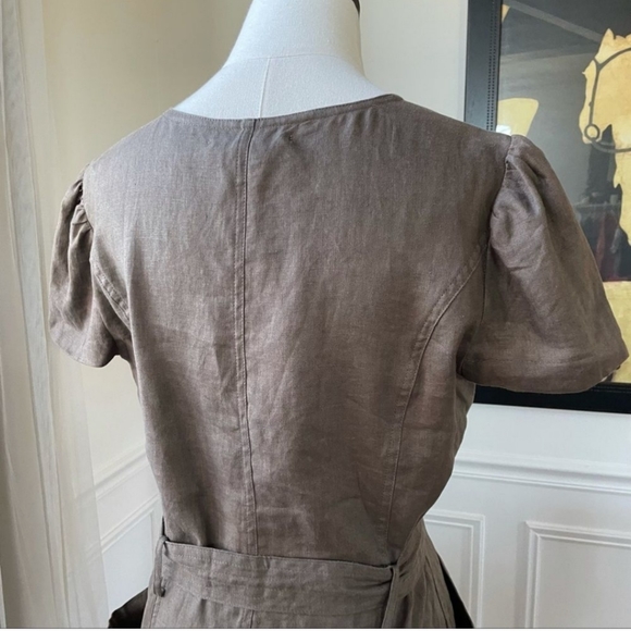 Animale Mocha Linen Asymmetrical Zip Sheath Dress Bucket Pockets 8 modern - Picture 11 of 13